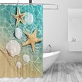 Starfish and Seashell Shower Curtain, Bathroom Decorative Curtains Waterproof Curtain with Hooks 60'...