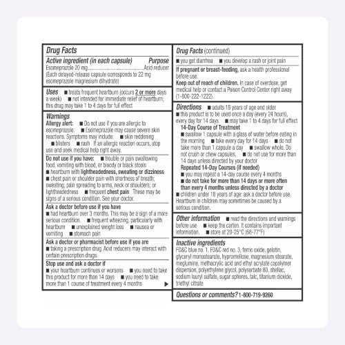 Amazon Basics Esomeprazole Magnesium Delayed Release Capsules, 20 mg, Acid Reducer, Heartburn Medicine, 42 Count (Previously Care) - image 6