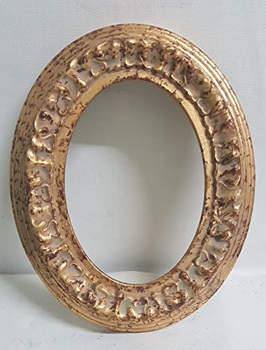 Generico Cornice ovale in legno foglia oro. per quadri, foto, stampe,poster ecc. italiane 13X18 MISURE CORNICE LARGH.5 ALT. 3.5 BATT 1.9 CM