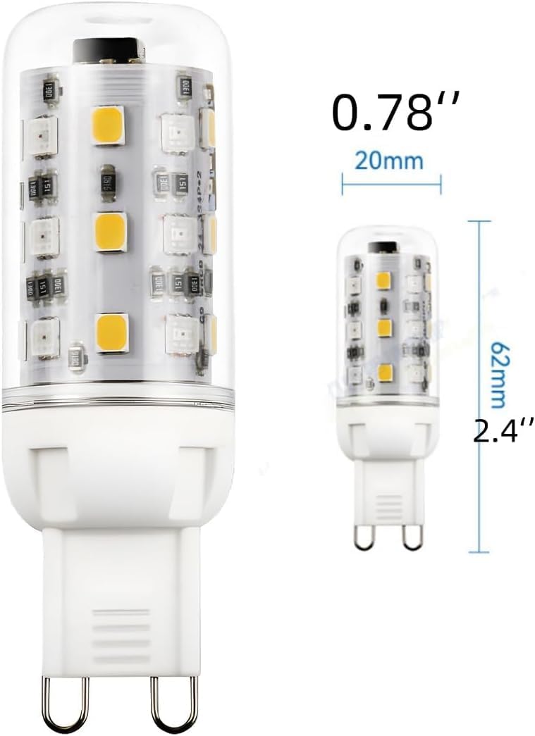 (4-Pack) RGB Color Changing LED Light Bulbs with Remote Control, 4W Dimmable G9 RGB LED Bulb, 280LM, 20-30W Halogen Equivalent, 3000K Warm White G9 Base Mood Light Bulb for Home Decor, Party