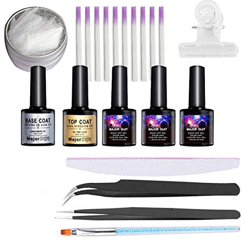 ?3-9 Days DELIVERY? Fiberglass Nail Extension Kit with Gel Magical Silk Fiberglass Nail Form Wrap Quick Fiber Extension Gel, Nail File, Tweezers, Nail Tips Clip for Gel Extension Nail Art