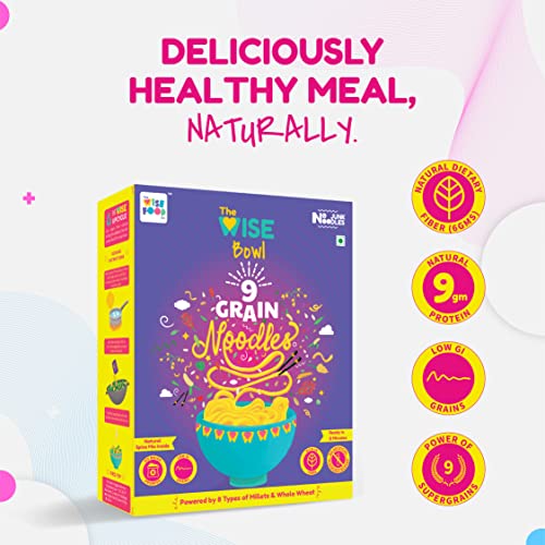 Image of The Wise Food Co 9-Grain Noodles | No Maida | Low-Gi Supergrains | No Chemicals, Artificial Flavours Or Preservatives | Ragi, Jowar, Bajra And Other Millets, No Artificial Flavours, 9 Gm