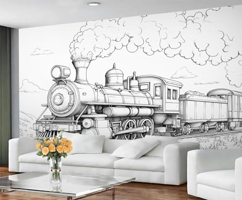 PAOABIU Steam Engine Wall Mural 59x47 in
