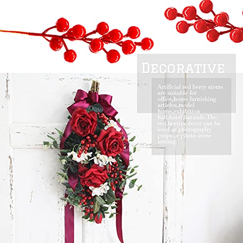30 Pcs Red Artificial Berry Stems,Christmas Red Berry Picks,8 in Fake Berries Bunch for Christmas Tree Decoration,Holiday Crafts and Home Decor
