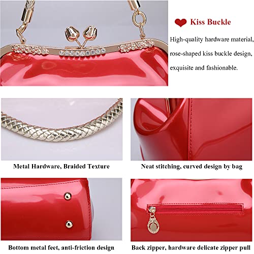 Bolso Satchel Rojo de Charol para Mujer miniatura 3