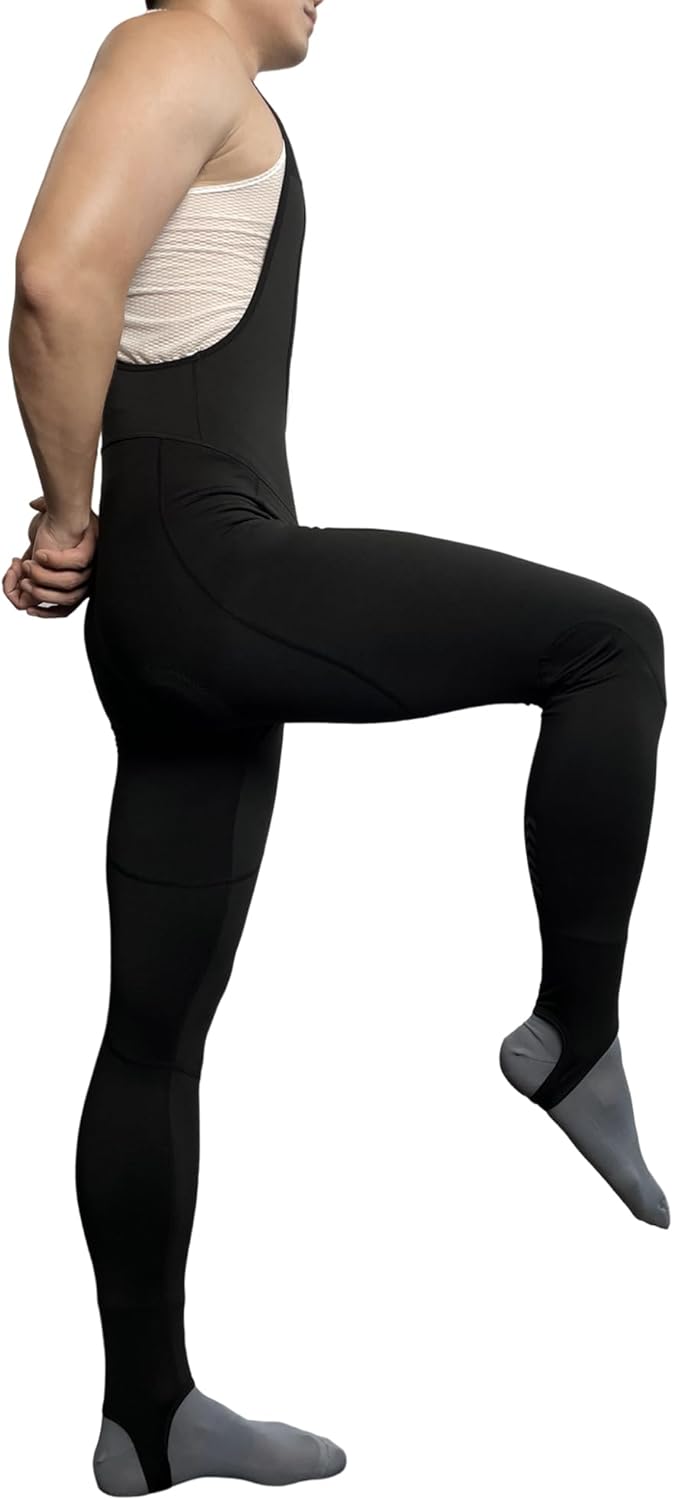 YKYWBIKE Cycling Bibs Men Thermal Bike Pants for Men Winter Cycling Bib Pants Fleece Padded Riding Tights Biking Stirrup Pant - Image 8