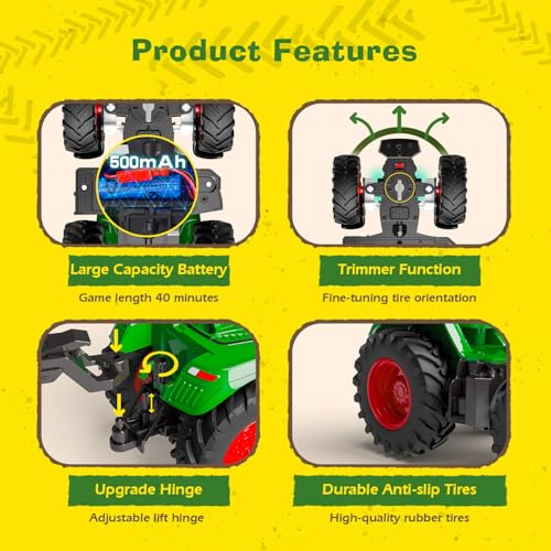 PENGBU RC Ferngesteuerter Traktor mit Anhänger, 2.4 GHz Traktor Ferngesteuert Spielzeug… – Ansicht 6