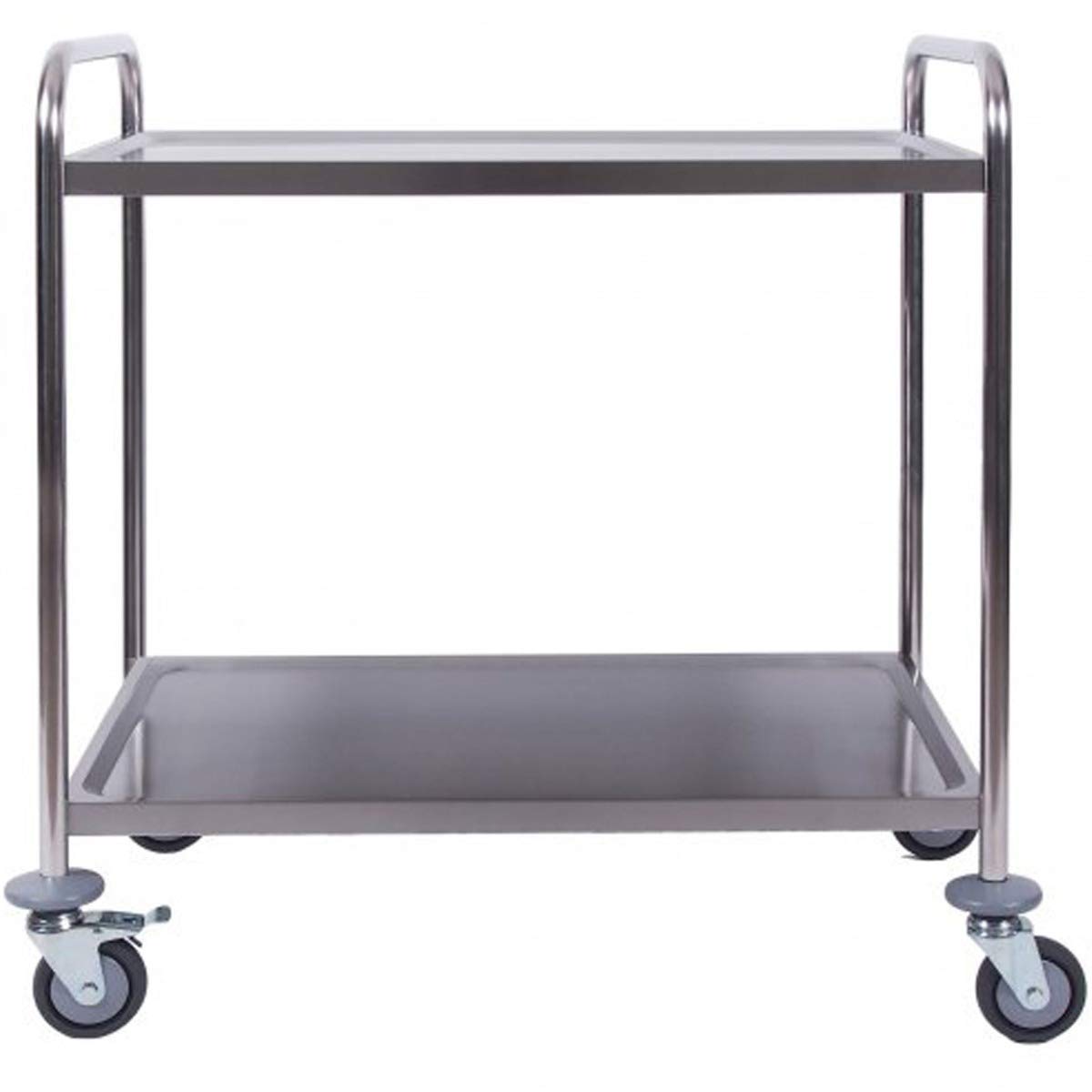 ZORRO - Edelstahl Servierwagen ZSW 2-2 Böden - Leichtlaufräder mit Fußbremse - Küchenwagen - Gastro - (86 x 54 x 94 cm)
