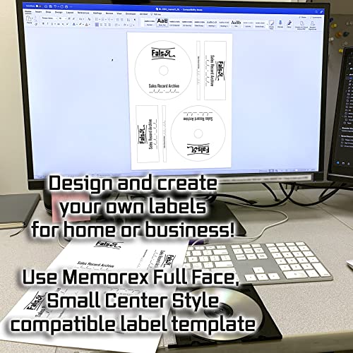 Image of CD /DVD Label Full Face | Qty 50 Disc | 25 Sheets Total | Photo Gloss Finish | Memorex Small Center & Spine Compatible | Easy Peel | Inkjet Printer Guaranteed | Blank Labels