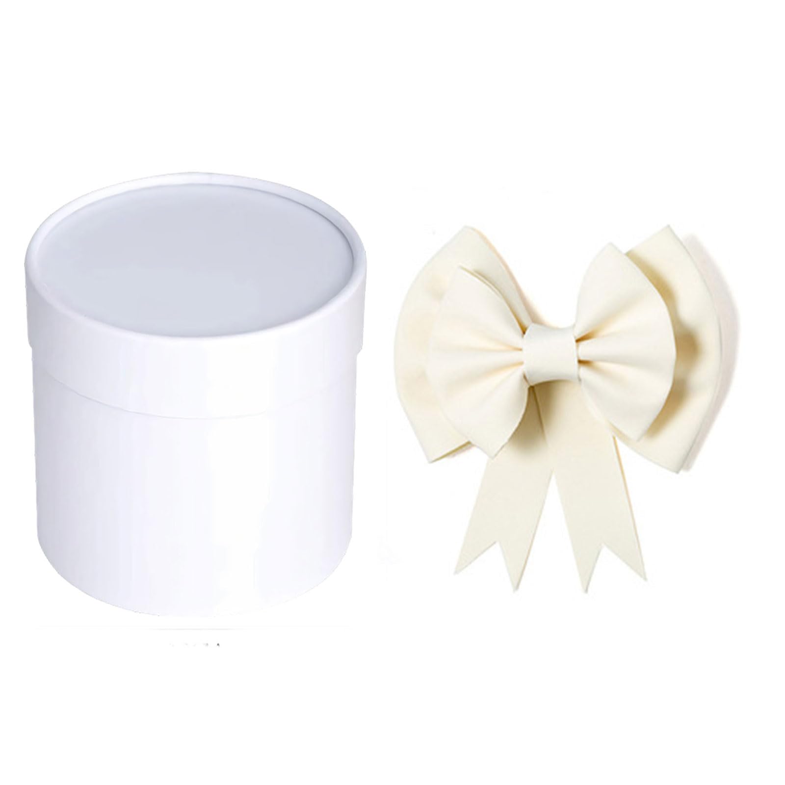 LUCKGONI Pack Of 1 Handmade Flowers Arrangement Bucket with Random Bows Small Round Paper Bucket for Homes Decors & Party Kind