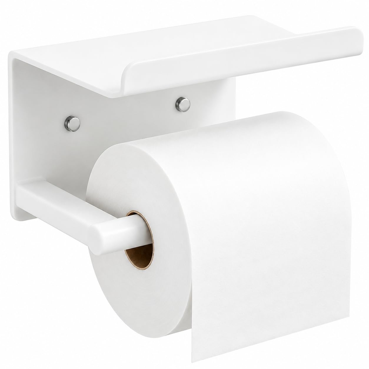 Adhesive Toilet Paper Holder with Shelf, Stainless Steel, Silver — Amazon image 7