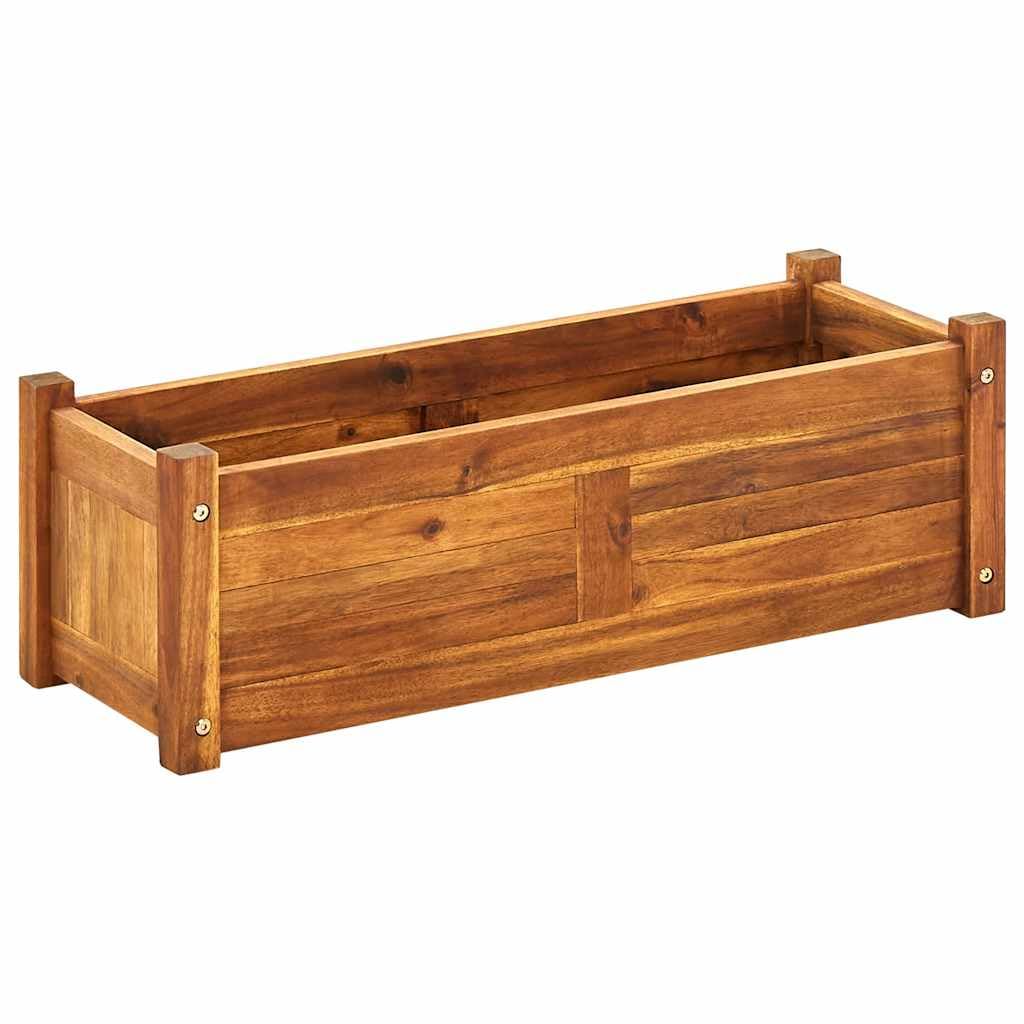 Podwyższona donica ogrodowa z drewna akacjowego olejowana 76x27,6x25 cm duża skrzynia na kwiaty warzywa zioła na balkon taras patio łatwy montaż