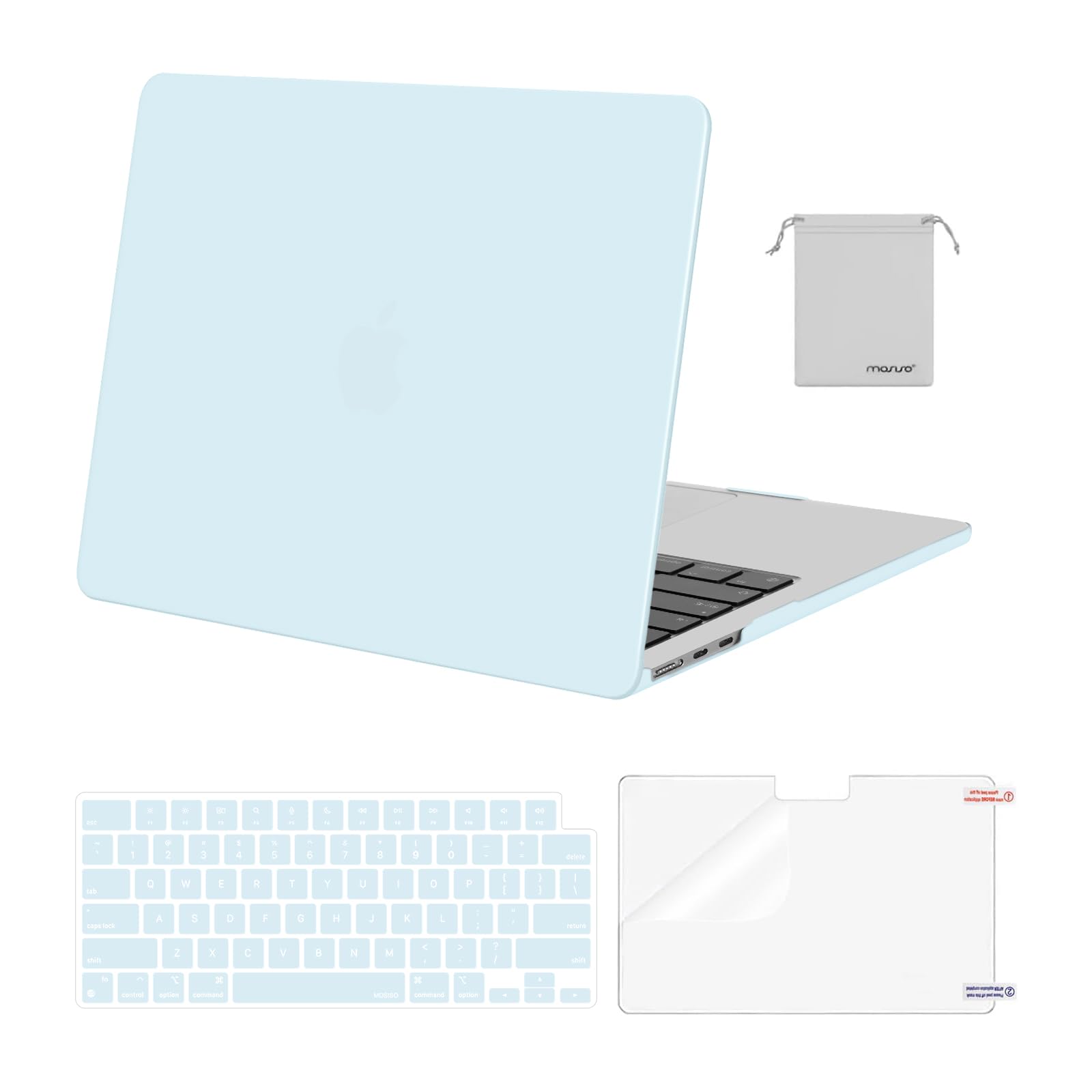 MOSISO Compatible with MacBook Air 13 inch Case M5 2026 M4 2025 M3 M2 2024-2022 A3449 A3240 A3113 A2681,Hard Shell&Keyboard Cover&Screen Film&Pouch for MacBook Air 13.6 inch Case, Crystal Clear — view 23