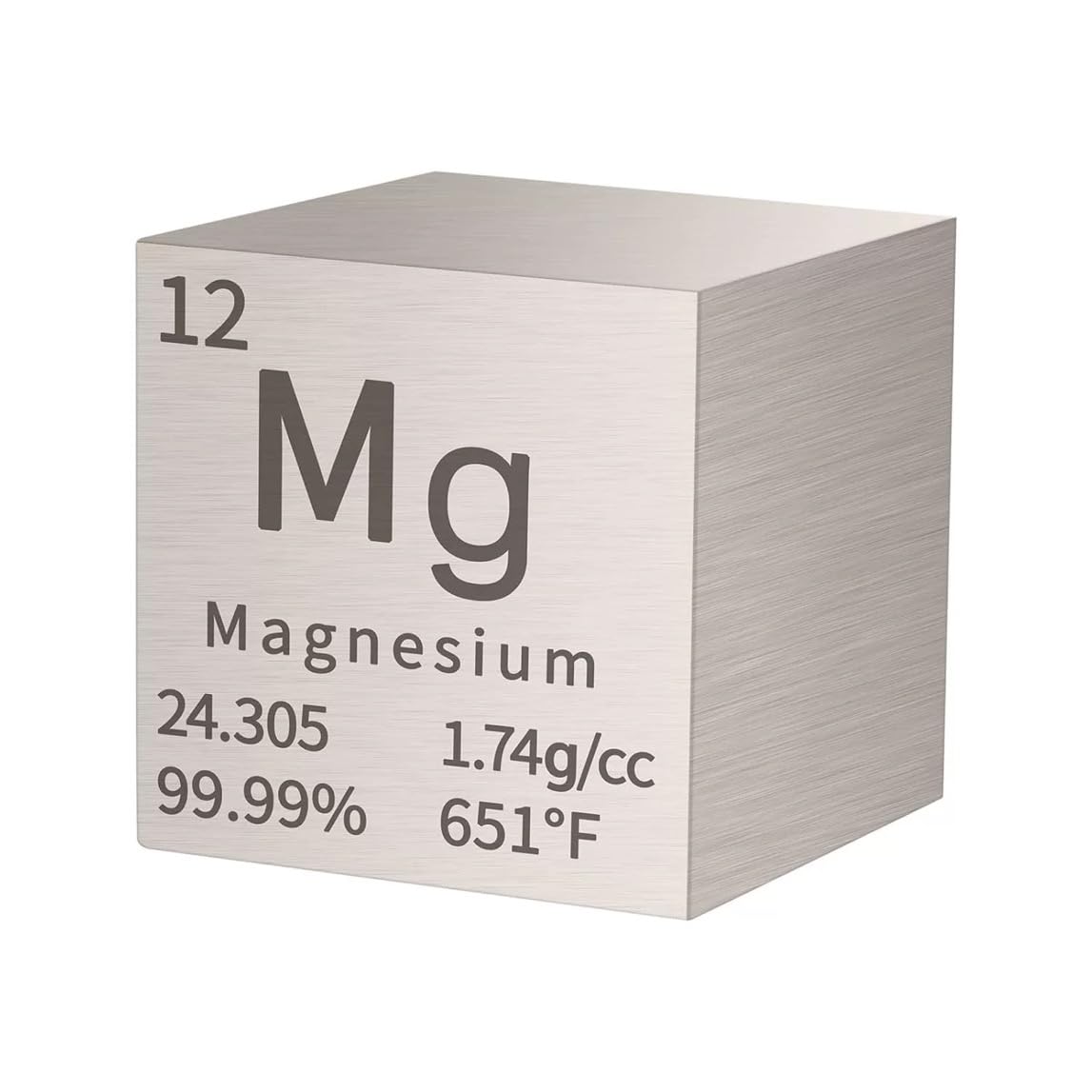 Elemento a cubo da 2,5 cm, densità metallica, purezza del 99,95%, strumento didattico, regalo per studenti, insegnanti, amanti della scienza, chimica, collezione di hobby (Magnesio)