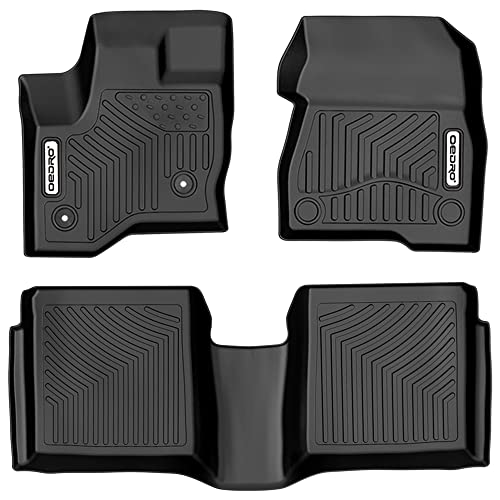 OEDRO Floor Mats Compatible for 2009-2019 Ford Flex, Unique Black TPE All-Weather Guard Includes 1st and 2nd Row: Front, Rear, Full Set Automotive Liners