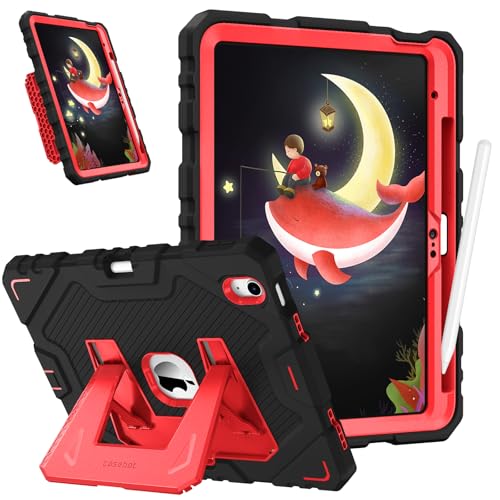 Image of Fintie Kids Friendly Case for iPad (A16) 11th Generation 11 Inch (2025), iPad 10th Generation 10.9 Inch (2022), Fully-Body Rugged Heavy Duty Shockproof Protective Case with Kickstand, Black /Pink