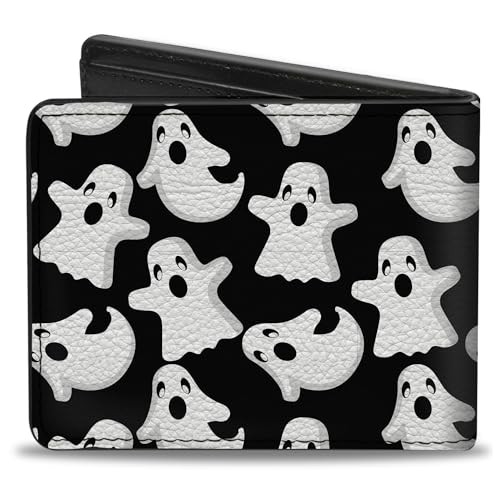 Buckle-Down Men's Wallet, Bifold, Ghosts Scattered Black White, Vegan Leather, Multi, 4.0" x 3.5"2