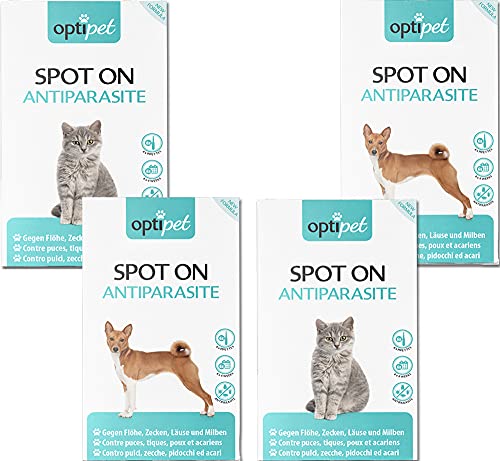 OptiPet 2X Spot On Katze + 2X Spot On Hund Zur Parasiten Abwehr gegen Zecken, Flöhe und Milben Cover