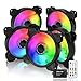 EZDIY-FAB 120mm RGB LED Ventilateur de Boîtier pour PC,Ventilateur de Refroidissement CPU,Addressable RGB Case Fan avec Contrôleur-5 Pack
