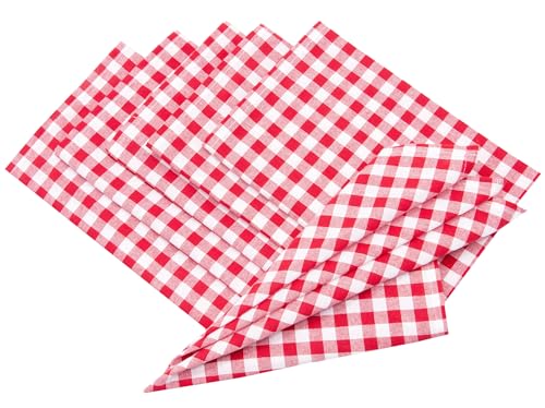 ZOLLNER Lot de 6 Serviettes de Table en Tissu, 45x45cm, Rouge Blanc à Carreaux