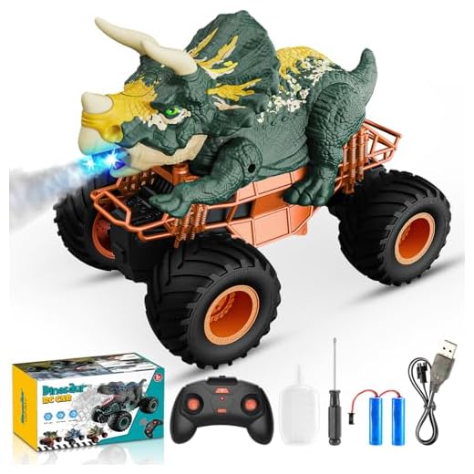 HappyGoLucky Coche Teledirigido Niños 3 4 5 6 7 8 Años, Dinosaurios Juguetes Monster Truck Juguetes Niños 3-10 Años Regalo Niño 4-12 Años