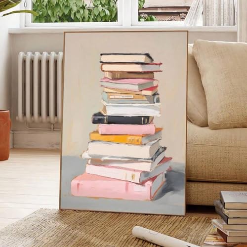 Déco murale vintage livre rose et affiche sur toile encadrée pour chambre et bureau