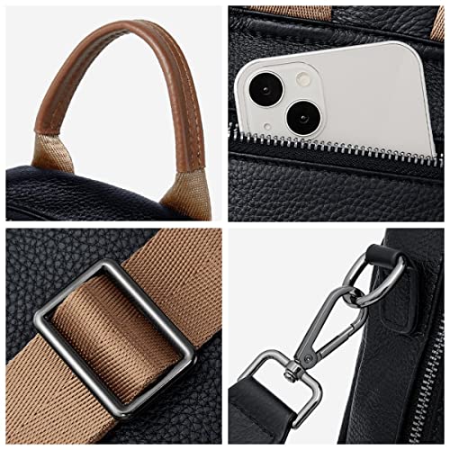 Image of Genuine Leather Backpack Purse For Women | Fashion Convertible Ladies Shoulder Bag Black