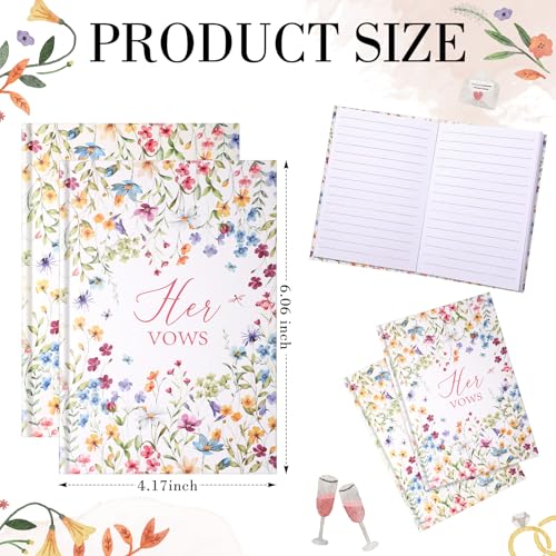 Image of Engrowtic Set of 2 Wedding Vow Books His and Hers (6.06x4.17) Premium Wedding Keepsake Essentials Elegant Bridal Shower Engagement Ceremony Gift for Bride Groom(Colorful,Wildflowers)