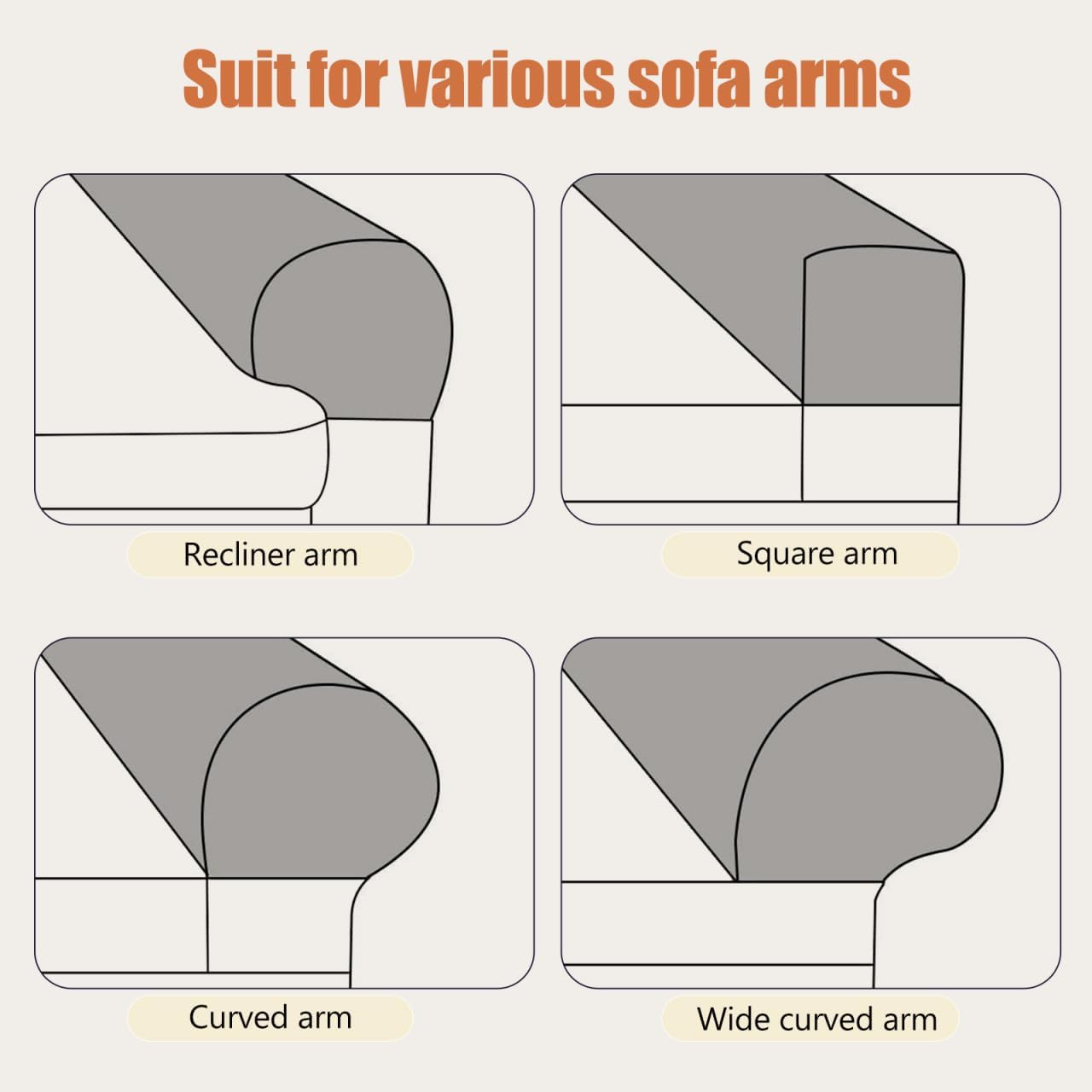 Lurrose 2Pcs Sofa Armrest Covers Stretch Universal Elastic Couch Arm Protectors Soft Armrest Towels for Home Office 16.92X7.87X6.69In