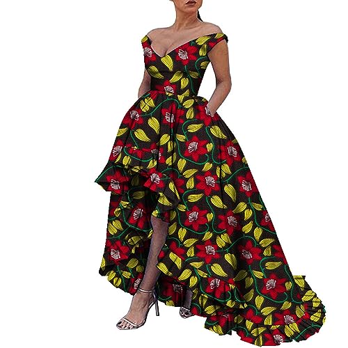 Image of iooiooi African Dresses for Women Party Robe Plus Size Print Dashiki Dinner Dress