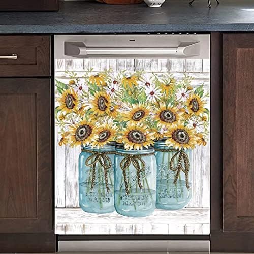 MLGB Farm Sunflower Dishwasher Cover Sticker, Vase