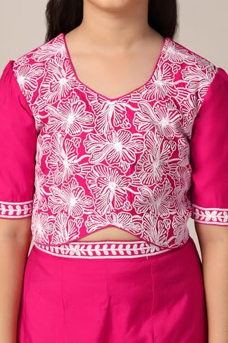 Image of Fashion Dream Girls Silk Blend Ethnic Top & Palazzo Set|Kids Salwar Set|Indo Western