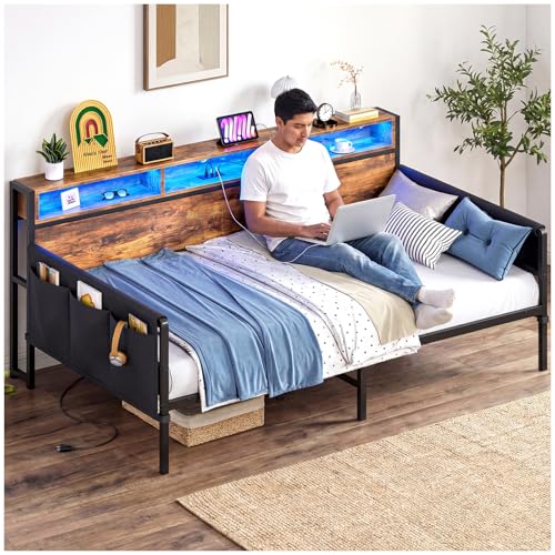 Catálogo de Sofa Cama Individual Coppel de esta semana. 46 112*195*105CM Grande Sofa, Sofá Cama, Sofá Cama Individual con Respaldo con Almacenaje, luz LED y Toma de Corriente, Sofá Para Sala Apto Para Colchón de 100*190 (Sin...