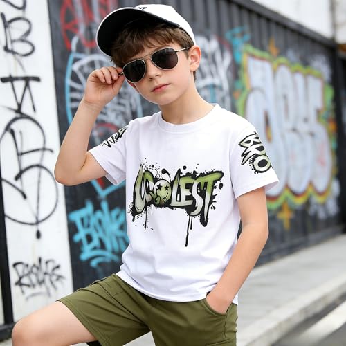 Image of Yoxindax Boys Clothes 2-Piece Casual Street Style Turn-Down Collar Half Zip Kids 4-12 Years Teen Boys Summer Outfits