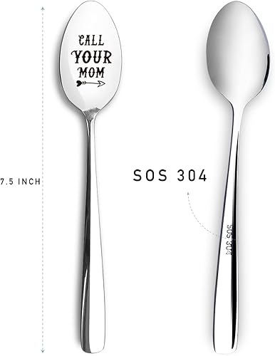Miniatura 2 de Cuchara con texto en inglés "Call Your Mom", regalo divertido para mamá, madre, helado, té, café, cereales, cuchara para amantes de los cereales, el