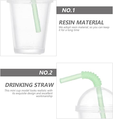 Miniatura 6 de Kisangel Juego de decoración de pajitas de plástico, 10 tazas de café y helado (amarillo) - Decoración de estatua en miniatura