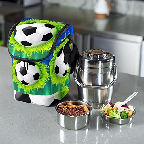 Bolsa de almuerzo de fútbol con diseño de césped y cierre seguro 7