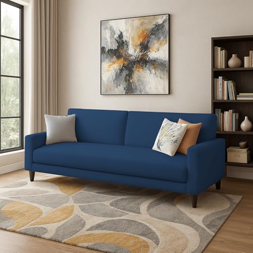 Image of Kathleen 3 Seater Sofa Set for Living Room - Foldable Convertible Couch Furniture for Home, Office or Guest Use, Modern Designer Stylish Comfortable (Blue)