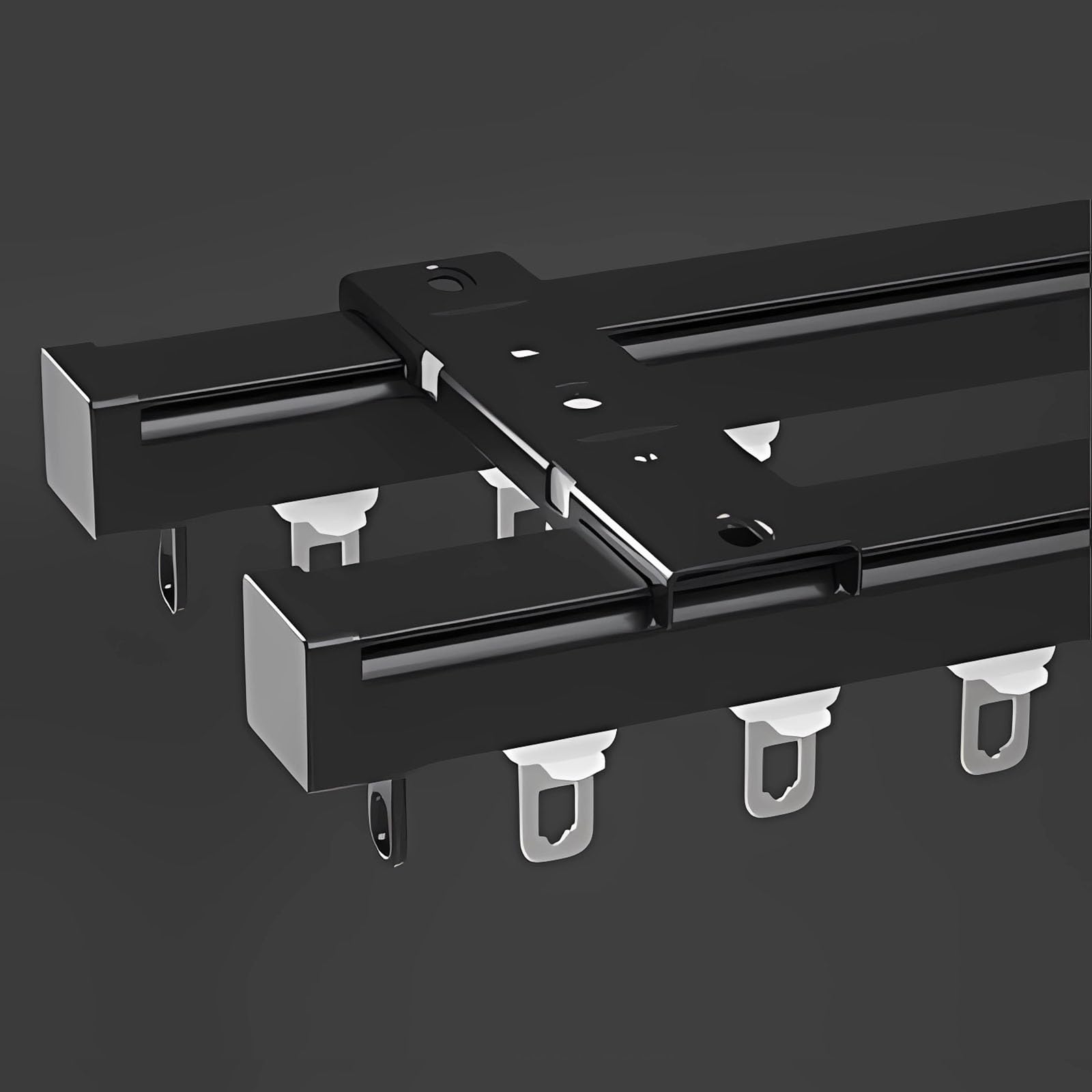 Ensemble de rails de rideau de luxe en aluminium de 70 cm à 600 cm avec guidage silencieux