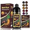 Instant Dark Brown Hair Dye Shampoo for 100% Gray Hair Coverage, Natural Herbal Hair Color Shampoo Hair Dye, 3 in 1 Coloring & Care Formula Lasts 3-4 Weeks, Easy & Quick to Use for Women Men, 500ML