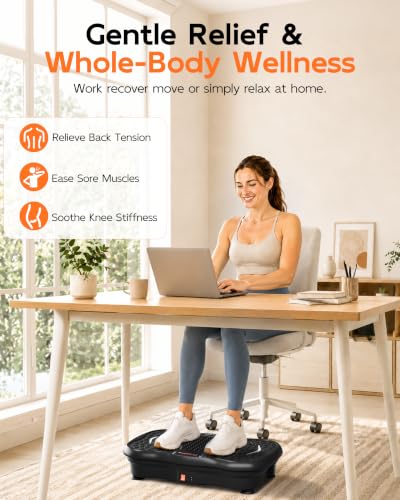 Image of Vibration Plate Exercise Machine for Lymphatic Drainage, 200 Speeds Vibrating Fitness Platform for Full Body Workout and Weight Loss, 300 Lbs Capacity with Resistance Bands for Women Men