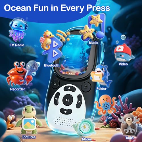 ODEJOI 64GB Cute Penguin MP3 Player with Bluetooth 5.3 & Speaker, Portable Music Player for Kids, 2\" Screen, 65-Hour Battery Life, FM Radio, Voice Recorder, Volume Limit, Supports 128GB microSD Card - Thumbnail 6