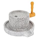 Stone Grain Mill，Multi-functional Grain Grinding Tool Manual Hand Made Stone Grinder Natural Granite Paste Mill with Filter Bag，Ancient Grinding Stone Millstone Used in Grind Dry and Wet Foods
