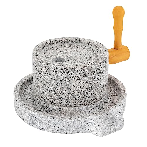 Granite Millstone, Light Grey Manual Grain Mill, Grinder Millstone Mill, for Seeds, Nuts, Corn, Spices, Etc, Dry Grinding & Wet Grinding