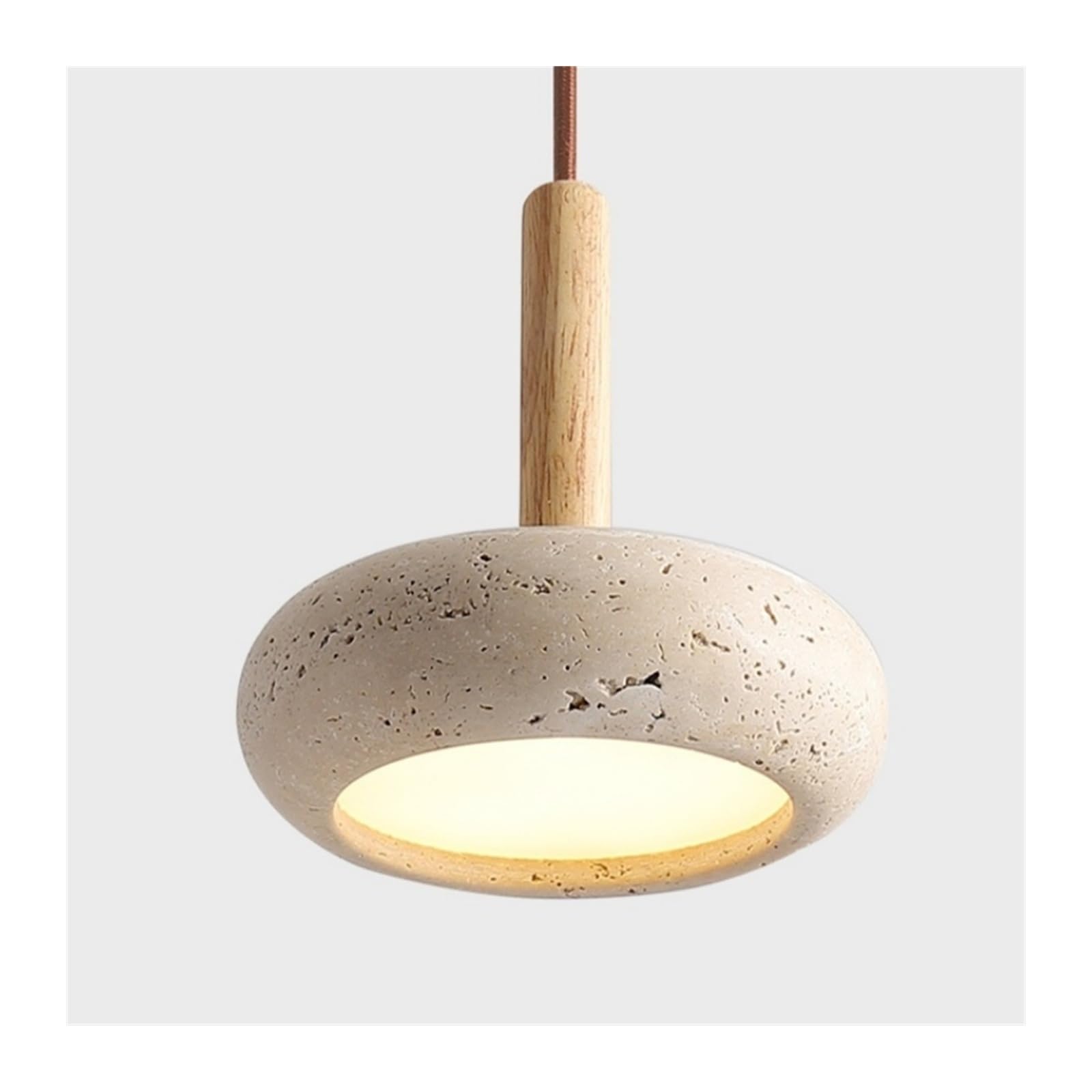 Generico Lampadario moderni, Japan Modern LED Pendant Lights Wood Handle Yellow Travertine Bedroom Dining Living Room Loft Cafe Hanging Lamp Luminaire