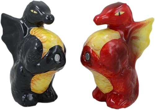 Miniatura 5 de Ebros Gift Juego de cocteleras de cerámica con diseño de dragones de fuego rojo y humo negro, juego de salero y pimentero, como decoración de