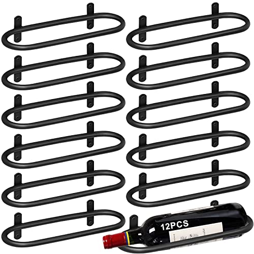 KHayRovies Wall Mounted Wine Rack, 12 Pack Black Metal Wine Bottle Holder