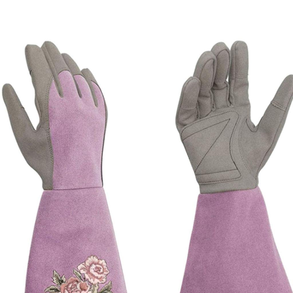 Harilla Gants de Jardinage Gants Protecteurs Anti-épines Cuir Prune Adaptés Femme Homme Jardinage Des Rosiers Entretien Potager Travaux Floraux Cadeau Amoureu, Violet S