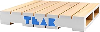 Teak Tuning Wooden Fingerboard Pallet - 6.25 x 6.25 x 1 Inch - 1:8 Scale - Painted White Edges with Light Blue Logo