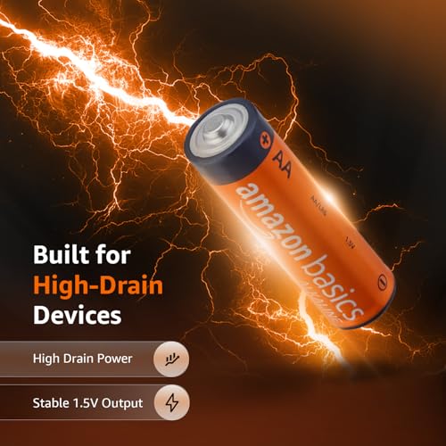 Image of Amazon Basics AA Alkaline Batteries (Pack of 4), 1.5V, Long Lasting, Leak-Proof, AA Batteries for Remote Controls, Toys, Clocks, Flashlights & Household Devices